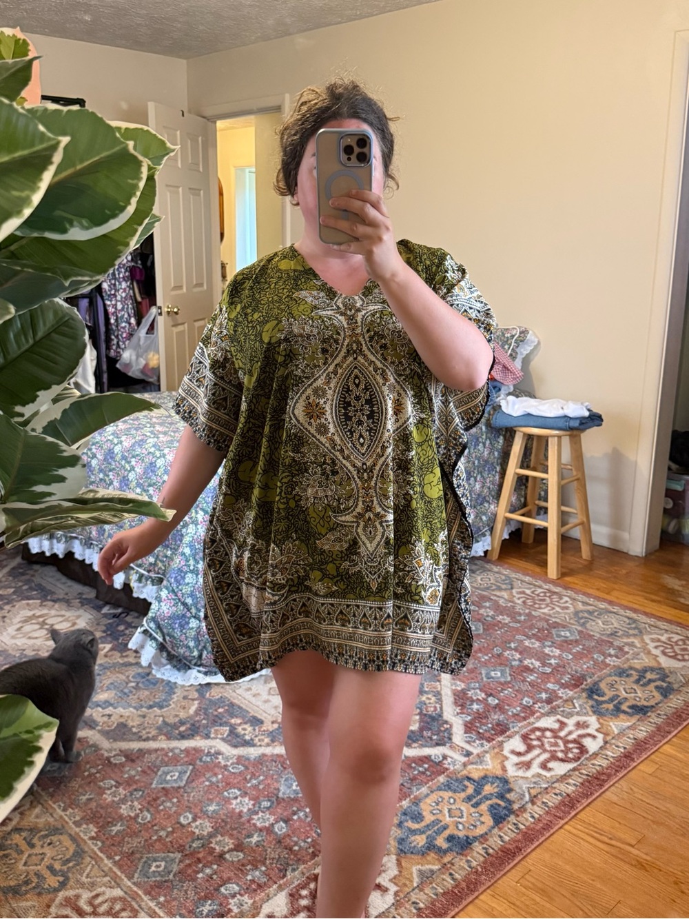 Step In Style 90s green & black embellished mumu